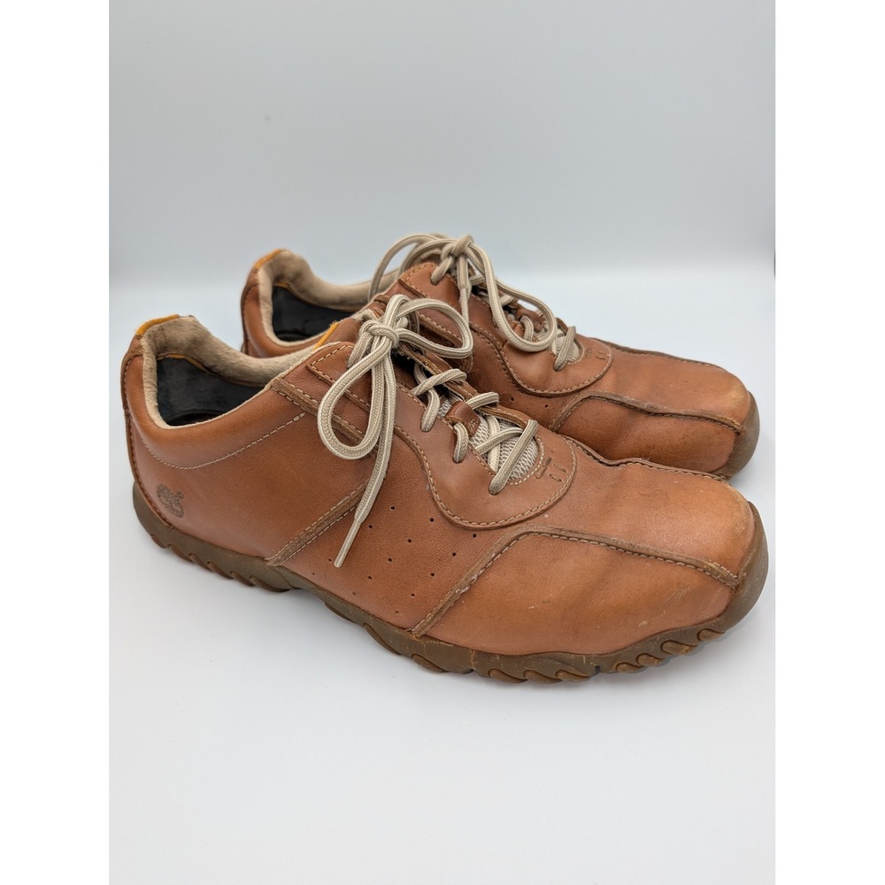 Timberland Brown Leather Walking Shoes Men's 9.5 Y2K Granola Gorpcore Workwear